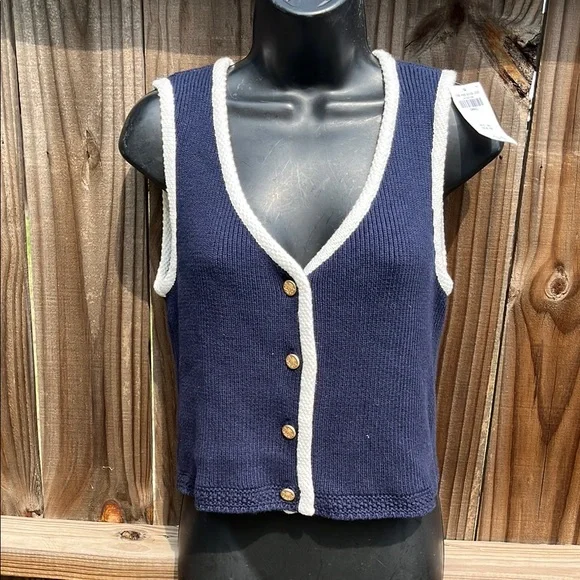 Abercrombie & Fitch Blue Vest with White Edging - Picture 2 of 6